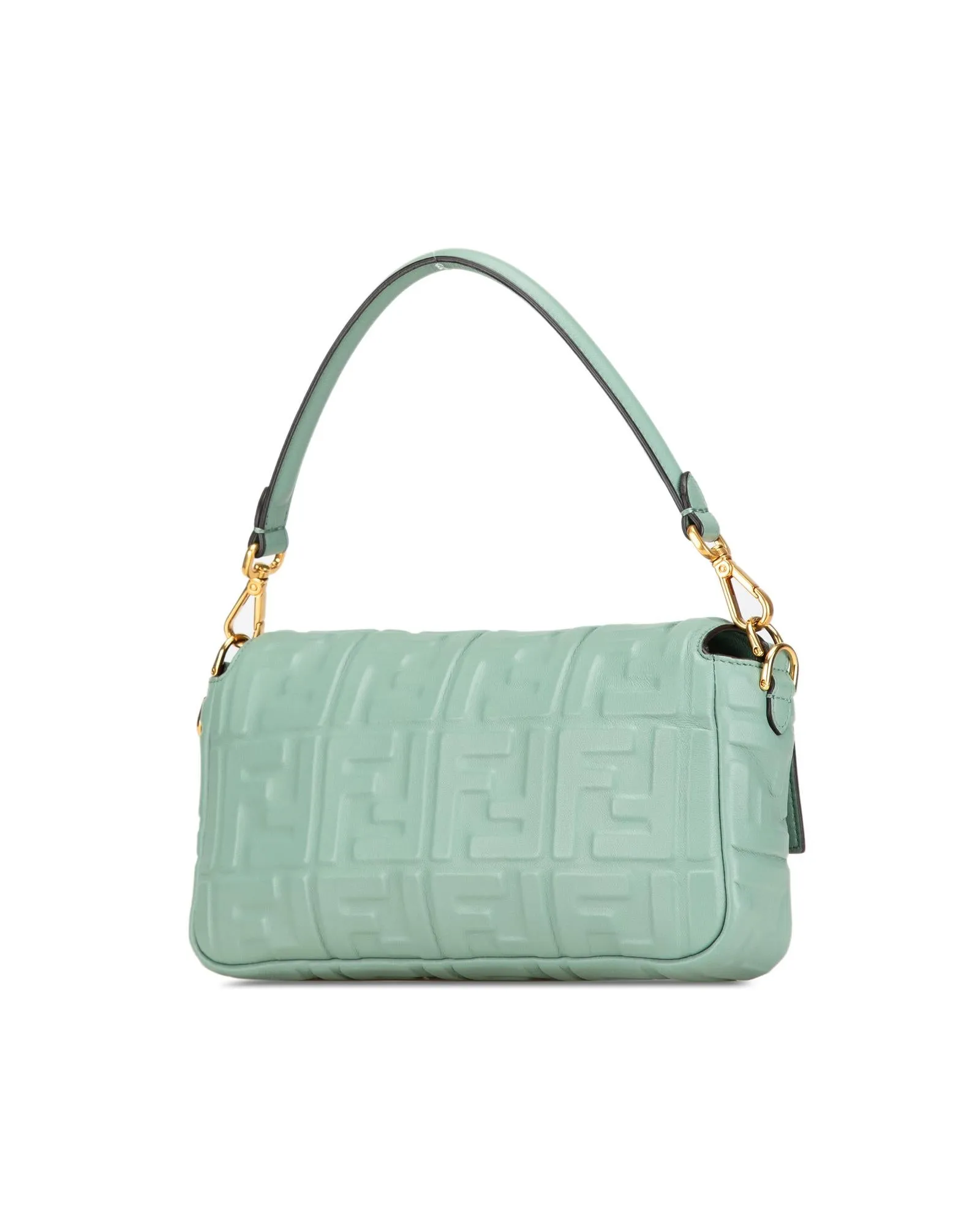 Zucca Embossed Leather Baguette Satchel with Detachable Strap and Interior Zip Pocket